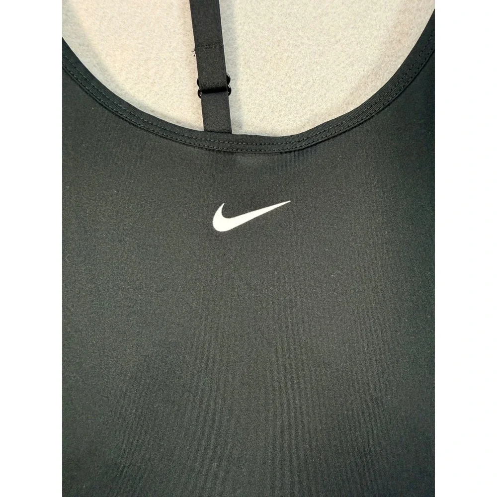 Nike Womens Black T-Back Adjustable Strap Activewear Tank Top Swoosh Logo